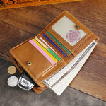 Carteira Multifuncional em Couro Oilskin TP-195 com Fecho para Moedas e RFID
