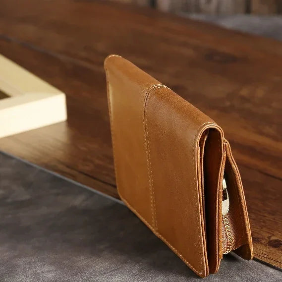Carteira Multifuncional em Couro Oilskin TP-195 com Fecho para Moedas e RFID