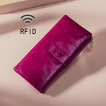 Carteira multifuncional em pele oleada TP-189 com fecho de correr e proteção RFID