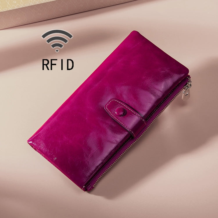 Carteira multifuncional em pele oleada TP-189 com fecho de correr e proteção RFID