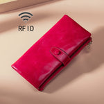 Carteira multifuncional em pele oleada TP-189 com fecho de correr e proteção RFID