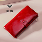 Carteira multifuncional em pele oleada TP-189 com fecho de correr e proteção RFID