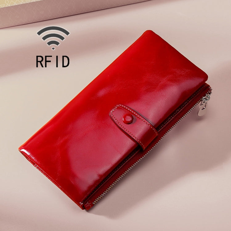 Carteira multifuncional em pele oleada TP-189 com fecho de correr e proteção RFID