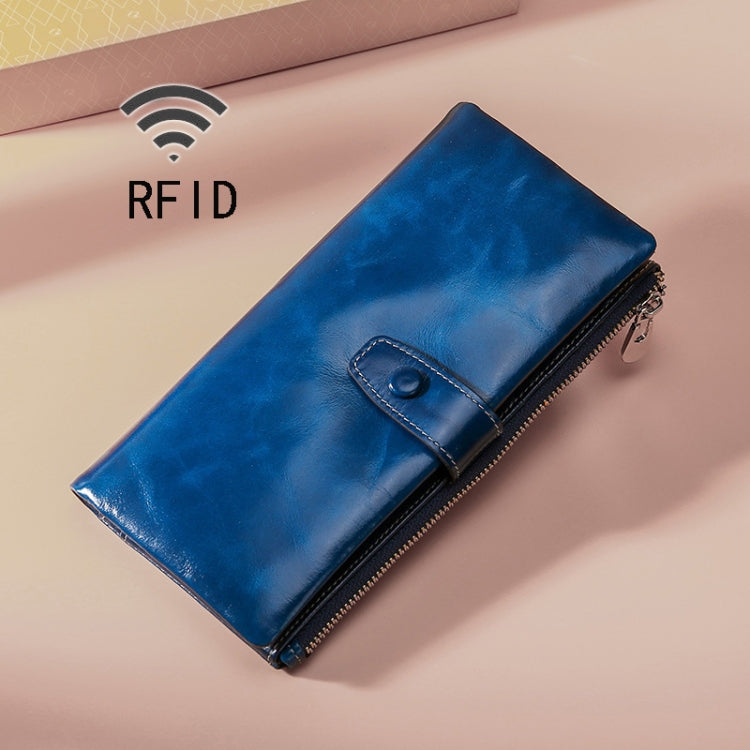 Carteira multifuncional em pele oleada TP-189 com fecho de correr e proteção RFID