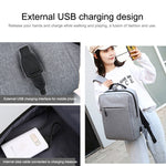 Mochila Casual de Negócios Impermeável de Grande Capacidade em Tecido Oxford com Design de Carregamento USB Externo para Portáteis de 15,6 polegadas POFOCO