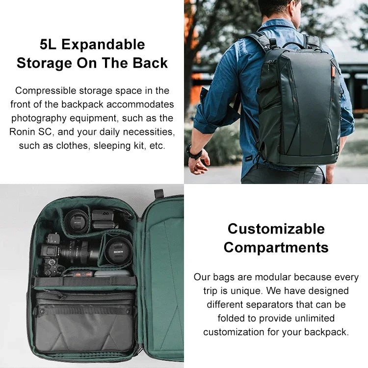 Mochila de Ombro Dupla Impermeável e Antichoque 2 em 1 PGYTECH P-CB-020 + Bolsa de Ombro Única, P-CB-020