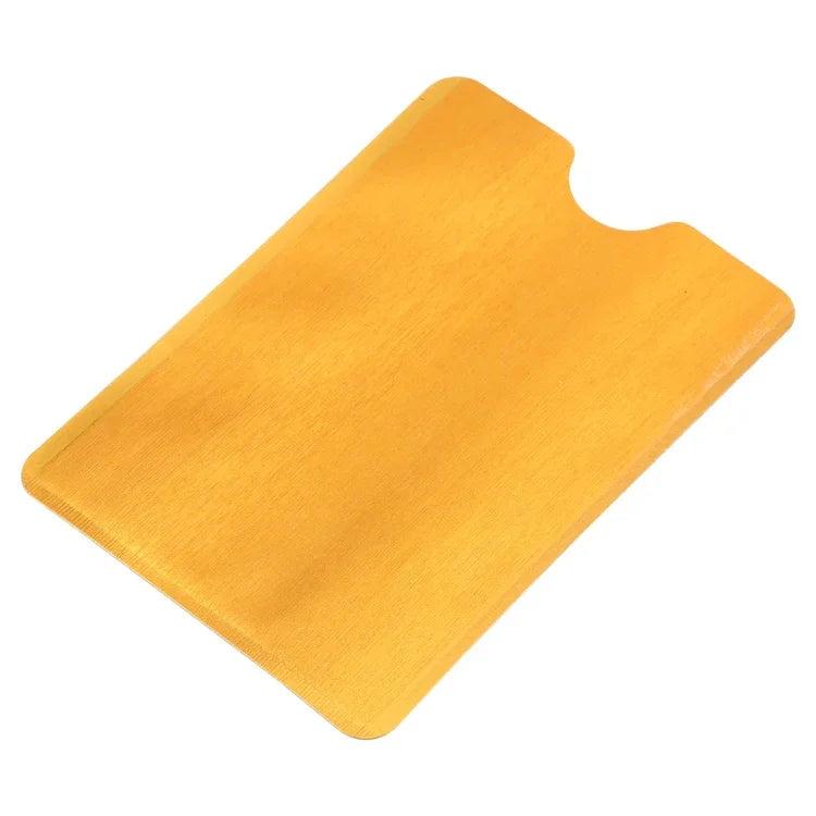 100 Unidades de Protetores de Cartão em Alumínio com Bloqueio RFID Anti-Roubo, Tamanho: 9.1*6.3cm, RFID 100pcs (Dourado), RFID 100pcs (Prateado)