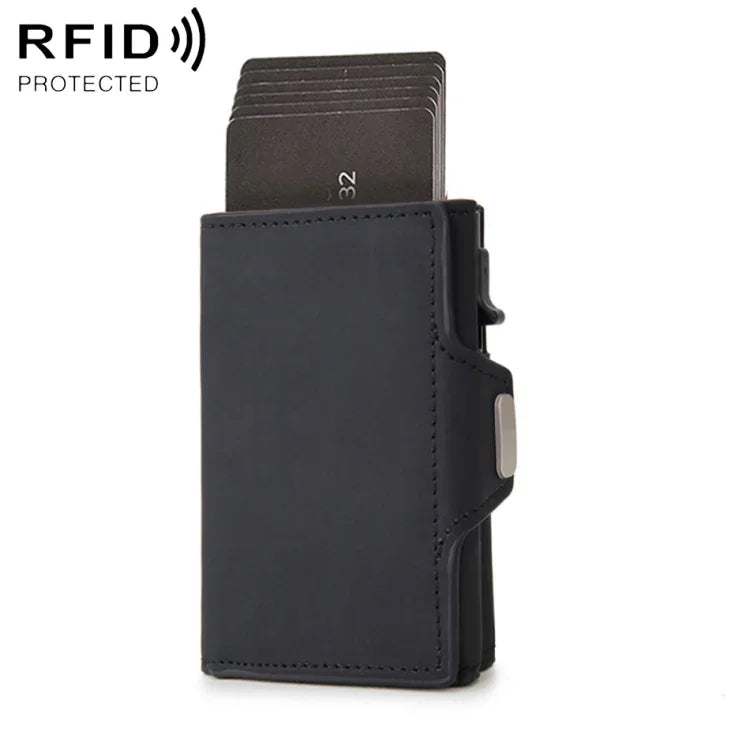 CH0727-1 Carteira Multifuncional com Zíper em Fibra de Carbono e Bloqueio RFID