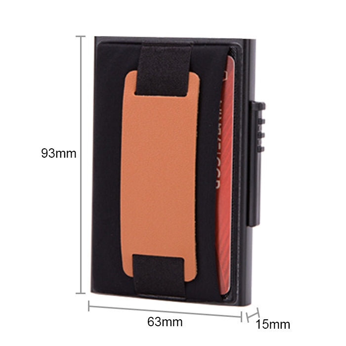 Carteira Bolsa Elástica Masculina em Liga de Alumínio com Fecho Automático Tipo Cartão Anti-Magnético RFID, Botão de Disco A, com Alça em Pele PU, X-32C Botão de Disco A Preto, X-32C Botão de Disco A Prateado