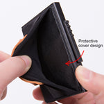 Carteira Bolsa Elástica Masculina em Liga de Alumínio com Fecho Automático Tipo Cartão Anti-Magnético RFID, Botão de Disco A, com Alça em Pele PU, X-32C Botão de Disco A Preto, X-32C Botão de Disco A Prateado