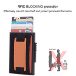 Carteira Bolsa Elástica Masculina em Liga de Alumínio com Fecho Automático Tipo Cartão Anti-Magnético RFID, Botão de Disco A, com Alça em Pele PU, X-32C Botão de Disco A Preto, X-32C Botão de Disco A Prateado