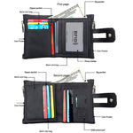 Carteira Porta-Cartões de Couro Genuíno de Cavalo Louco com Fecho de Zíper e Bloqueio RFID, Porta-Moedas e Cartões para Homem, Tamanho: 12*9,5*3,5 cm