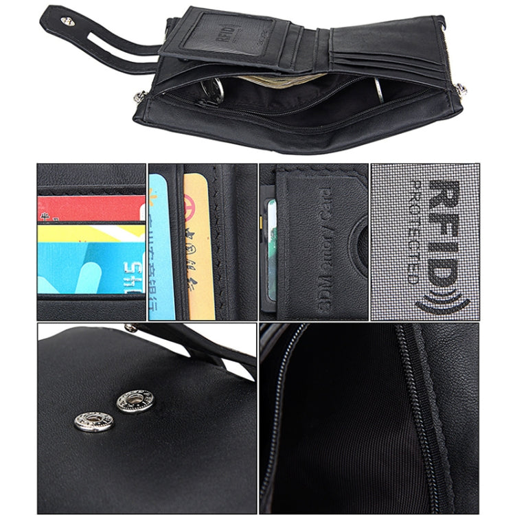 Carteira Porta-Cartões de Couro Genuíno de Cavalo Louco com Fecho de Zíper e Bloqueio RFID, Porta-Moedas e Cartões para Homem, Tamanho: 12*9,5*3,5 cm