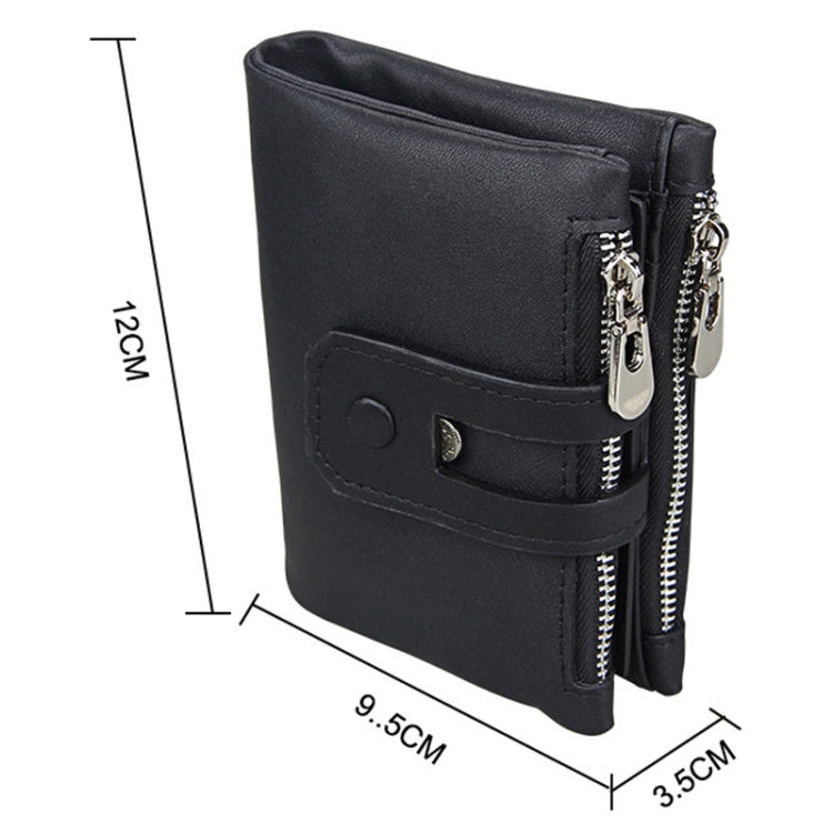 Carteira Porta-Cartões de Couro Genuíno de Cavalo Louco com Fecho de Zíper e Bloqueio RFID, Porta-Moedas e Cartões para Homem, Tamanho: 12*9,5*3,5 cm