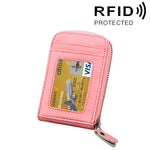Carteira Porta-Cartões Vertical com Fecho de Zíper em Couro Genuíno de Vaca, Cor Sólida, Bloqueio RFID, Bolsa Protetora com 12 Espaços para Cartões, Tamanho: 11.5*7.5cm