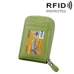 Carteira Porta-Cartões Vertical com Fecho de Zíper em Couro Genuíno de Vaca, Cor Sólida, Bloqueio RFID, Bolsa Protetora com 12 Espaços para Cartões, Tamanho: 11.5*7.5cm