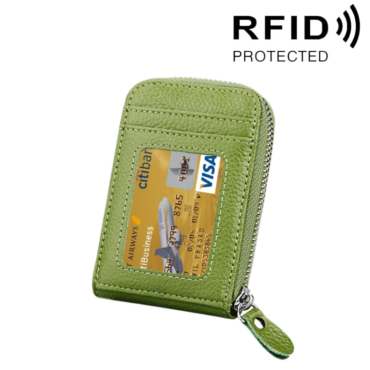 Carteira Porta-Cartões Vertical com Fecho de Zíper em Couro Genuíno de Vaca, Cor Sólida, Bloqueio RFID, Bolsa Protetora com 12 Espaços para Cartões, Tamanho: 11.5*7.5cm