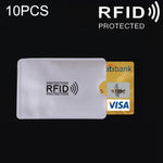10 unidades de capa para cartão de crédito, identificação e banco em alumínio com bloqueio RFID, tamanho: 9,1*6,3cm, RFID 10 unidades