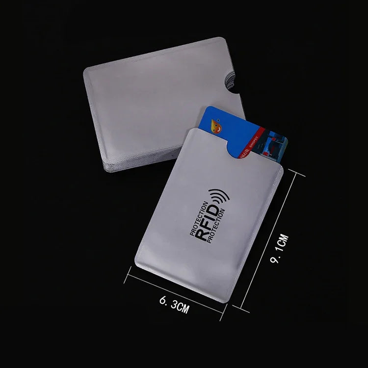10 unidades de capa para cartão de crédito, identificação e banco em alumínio com bloqueio RFID, tamanho: 9,1*6,3cm, RFID 10 unidades