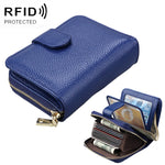KB132 Carteira Multifuncional Feminina em Pele de Vaca de Grão Integral com RFID / Bolsa para Cartões / Porta-Licença de Condução