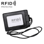 KB153 Porta-cartões em Pele Antimagnético RFID com Porta-badge e Cordão