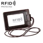 KB153 Porta-cartões em Pele Antimagnético RFID com Porta-badge e Cordão