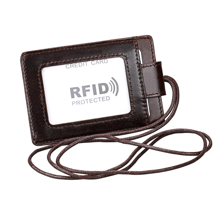 KB153 Porta-cartões em Pele Antimagnético RFID com Porta-badge e Cordão