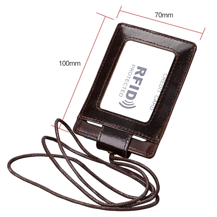 KB153 Porta-cartões em Pele Antimagnético RFID com Porta-badge e Cordão