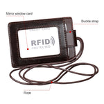 KB153 Porta-cartões em Pele Antimagnético RFID com Porta-badge e Cordão