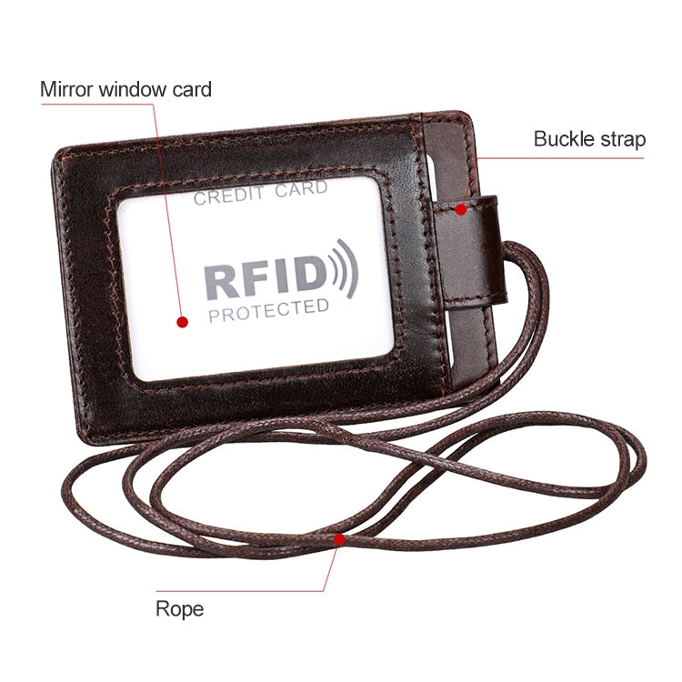 KB153 Porta-cartões em Pele Antimagnético RFID com Porta-badge e Cordão
