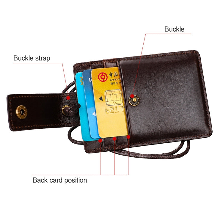 KB153 Porta-cartões em Pele Antimagnético RFID com Porta-badge e Cordão
