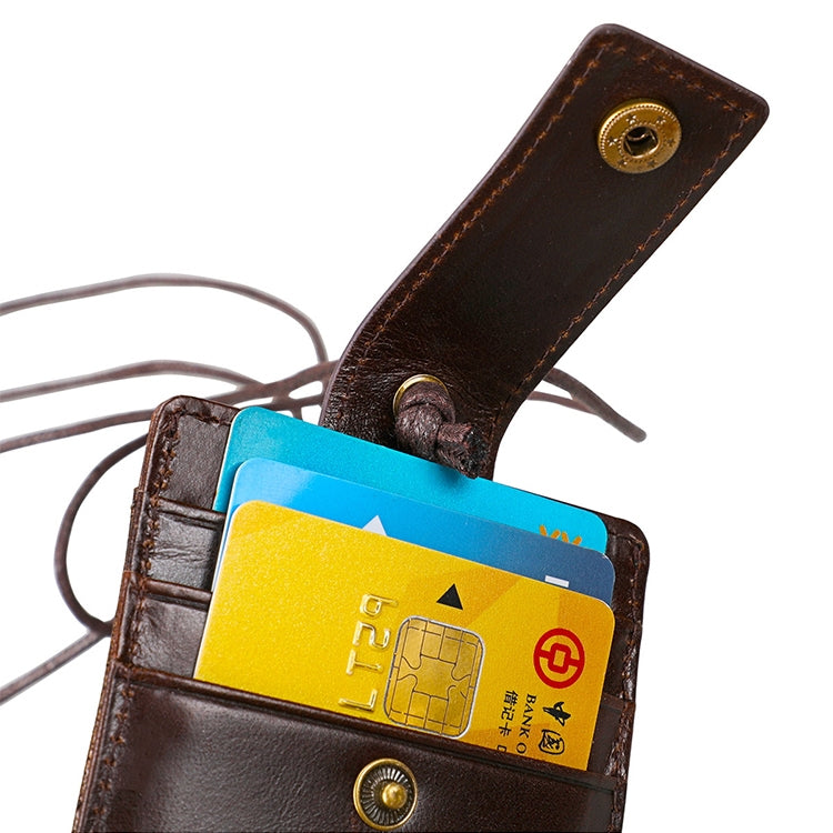 KB153 Porta-cartões em Pele Antimagnético RFID com Porta-badge e Cordão