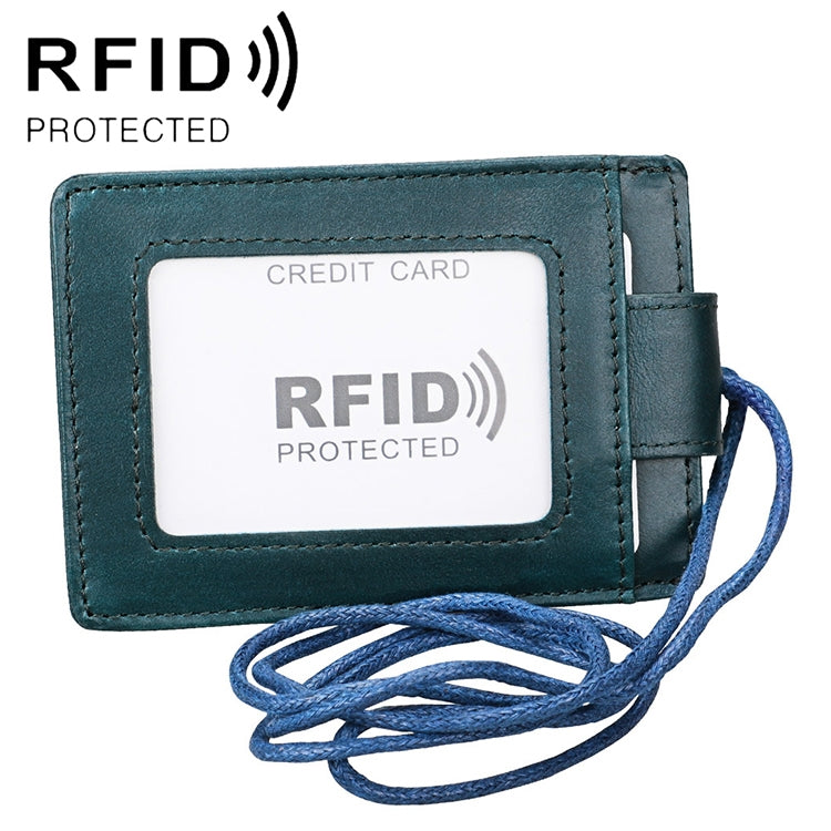 KB153 Porta-cartões em Pele Antimagnético RFID com Porta-badge e Cordão