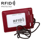 KB153 Porta-cartões em Pele Antimagnético RFID com Porta-badge e Cordão