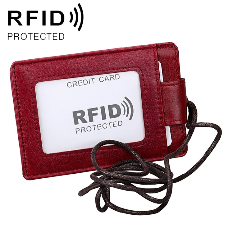 KB153 Porta-cartões em Pele Antimagnético RFID com Porta-badge e Cordão
