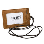 KB153 Antimagnetic RFID Leather Card Holder ID Card Badge with Lanyard