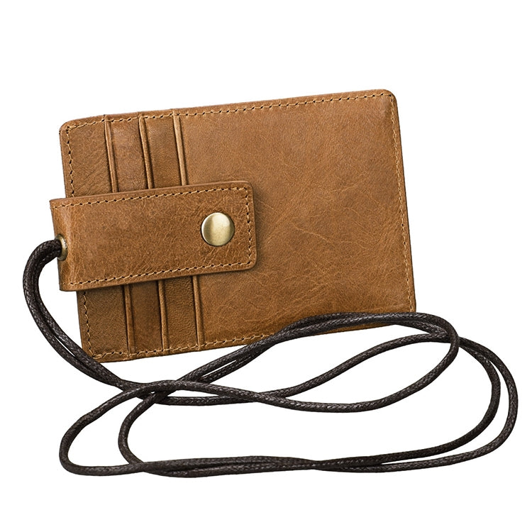 KB153 Antimagnetic RFID Leather Card Holder ID Card Badge with Lanyard