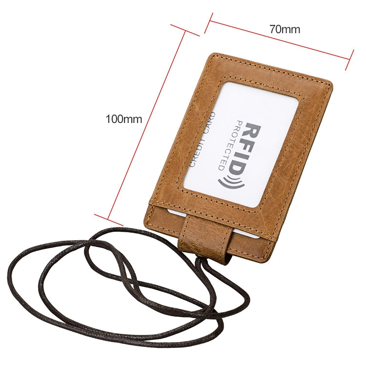 KB153 Antimagnetic RFID Leather Card Holder ID Card Badge with Lanyard