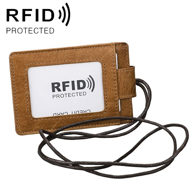 KB153 Porta-cartões em Pele Antimagnético RFID com Porta-badge e Cordão