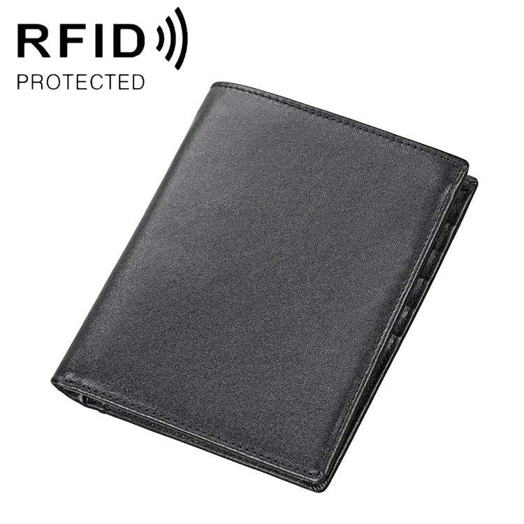 8235 Carteira de Couro com Textura Crazy Horse Multifuncional Antimagnética com Bloqueio RFID para Passaporte