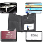 8235 Carteira de Couro com Textura Crazy Horse Multifuncional Antimagnética com Bloqueio RFID para Passaporte