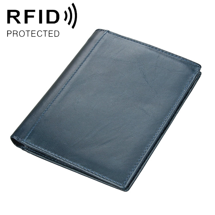 8235 Carteira de Couro com Textura Crazy Horse Multifuncional Antimagnética com Bloqueio RFID para Passaporte