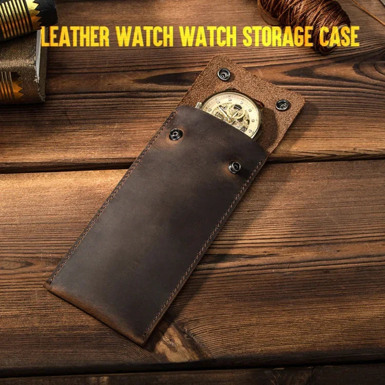 CONTACTS FAMILY CF1110 Bolsa Protetora Universal em Pele Crazy Horse para Armazenamento de Relógio para Apple Watch