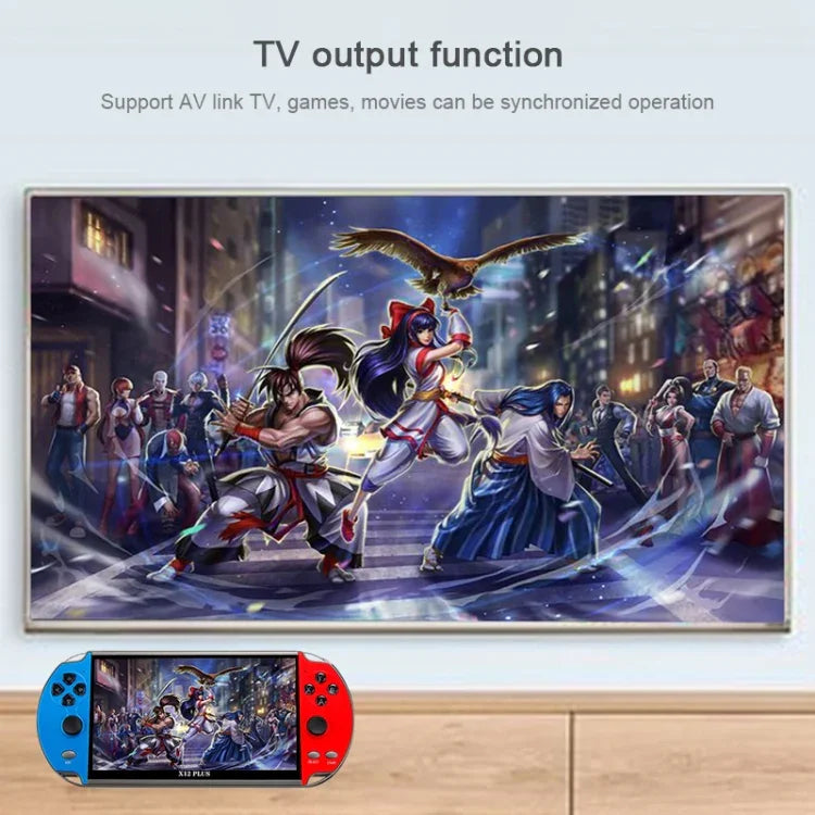Consola de Jogos Portátil Retro Clássica Powkiddy X12 Plus com Ecrã HD de 7 polegadas e Memória de 16GB, Suporta MP4 / E-book, X12 Plus