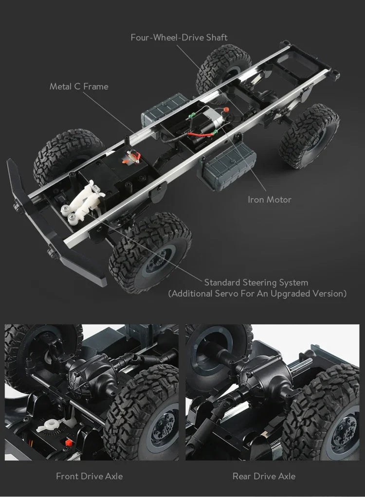 Carro de Brinquedo Militar RC Mini 1:16 2.4GHz 6WD com Esteiras JJR/C Q60 Transporter-1 Corpo Inteiro, Q60