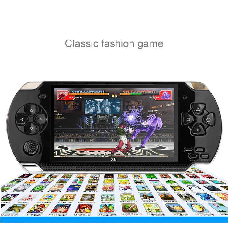 Consola de Jogos Retro Portátil X6 com Ecrã de 4,3 polegadas, Câmara de 3MP, 10000 Jogos Integrados, Suporta E-book / Gravação / Reprodução de Música / Reprodução de Vídeo, X6