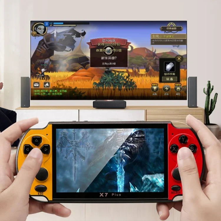 Consola de Jogos Portátil Clássica Retro X7 Plus com Ecrã HD de 5,1 polegadas e Memória de 8G, Suporta MP4 / ebook, X7 Plus (Amarelo + Vermelho), X7 Plus (Amarelo), X7 Plus (Azul + Vermelho), X7 Plus (Azul), X7 Plus (Vermelho)