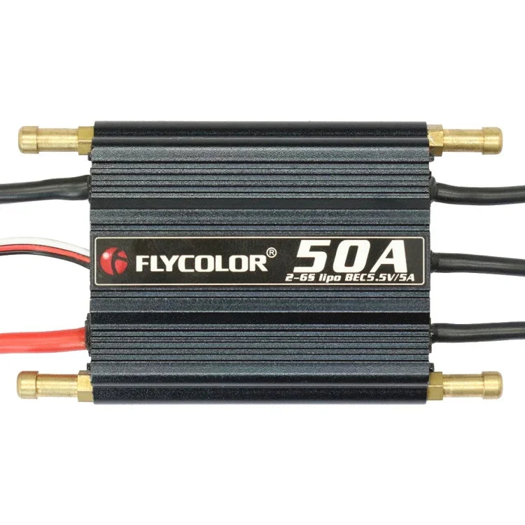 Flycolor Flymoster Série 50A 2-6S Controlador Eletrónico de Velocidade Impermeável para Barco RC, 50A 2-6S