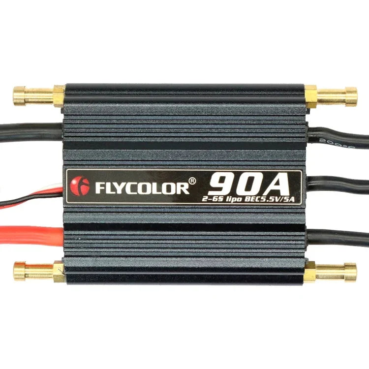 Controlador Eletrónico de Velocidade Impermeável Flycolor Flymoster Série 90A 2-6S para Barco RC, 90A 2-6S