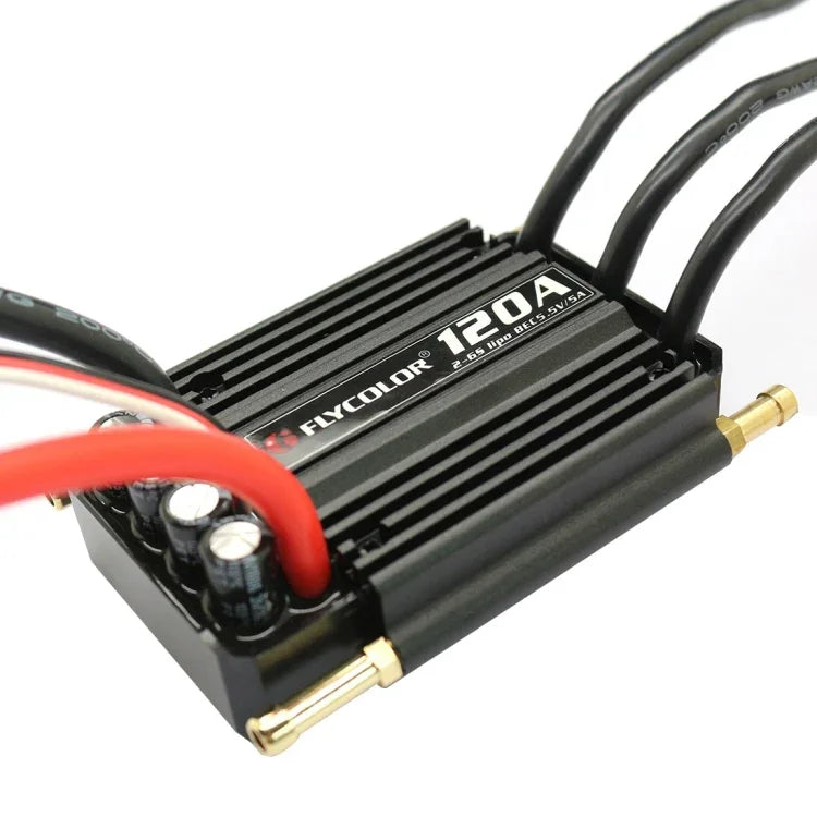 Controlador Eletrónico de Velocidade Impermeável Flycolor Flymoster Series 120A 2-6S para Barco RC, 120A 2-6S
